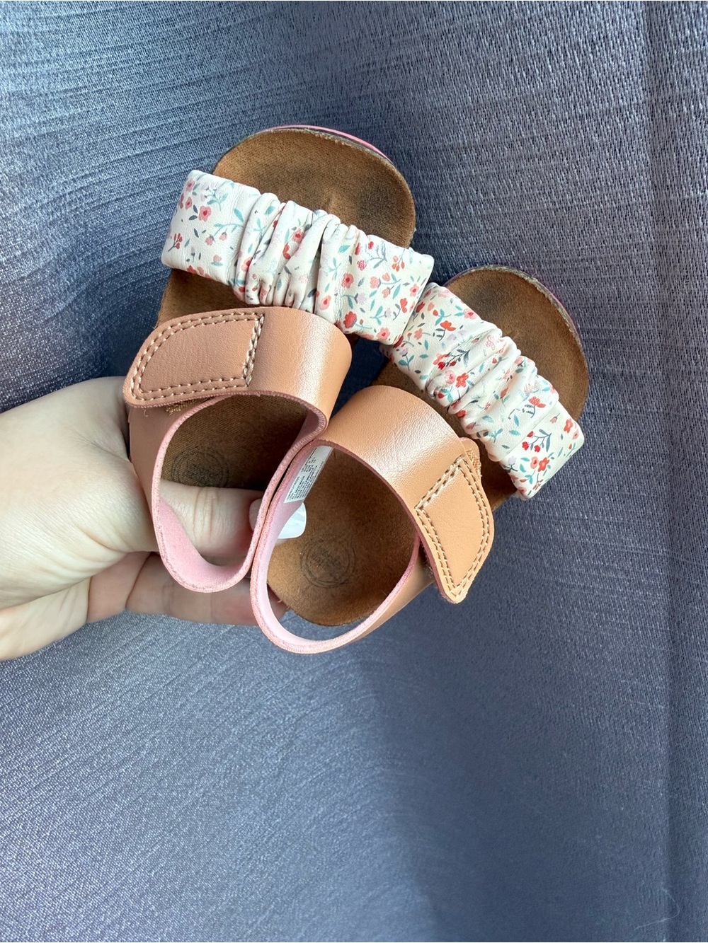 2 for $10 Wonder Nation Peach Floral Elastic-Strap Toddler Sandals